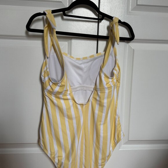 Yellow Striped One Piece Bathing Suit - Picture 2 of 4